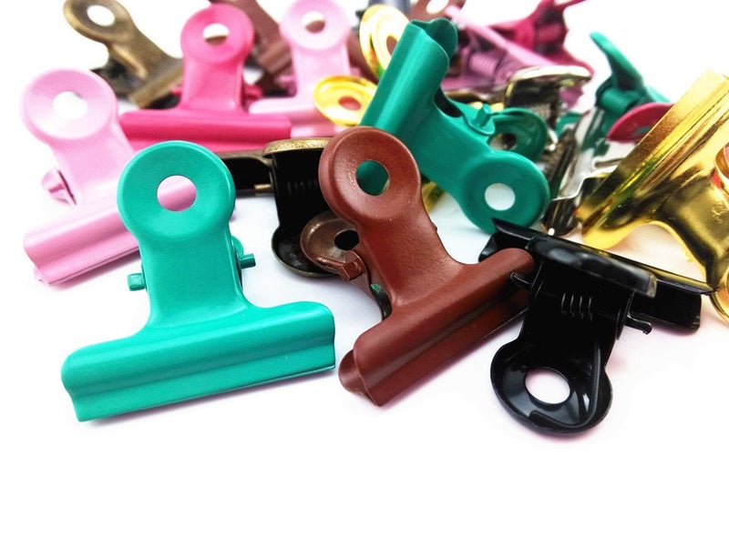 yueton 20pcs Mixed Color Metal Bulldog Clips, Utility Paper Clips, Hinge Clips for Home, Office Use - Image 2